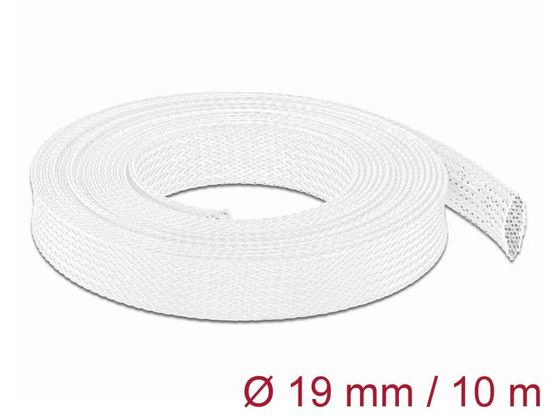Delock Geflechtschlauch dehnbar 10 m x 19 mm Weiss