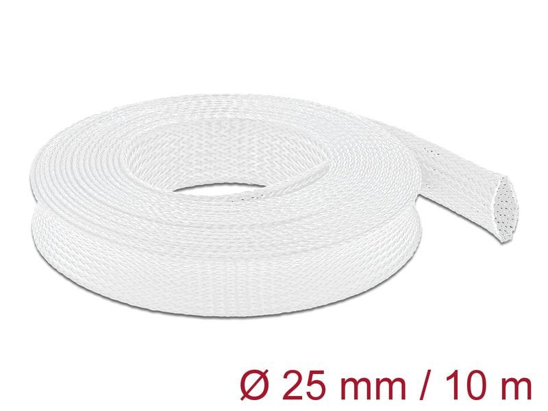 Delock Geflechtschlauch dehnbar 10 m x 25 mm Weiss