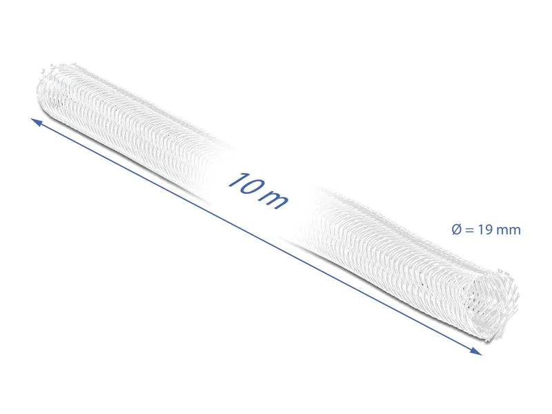 Delock Geflechtschlauch mit Klettverschluss 10 m x 19 mm Weiss
