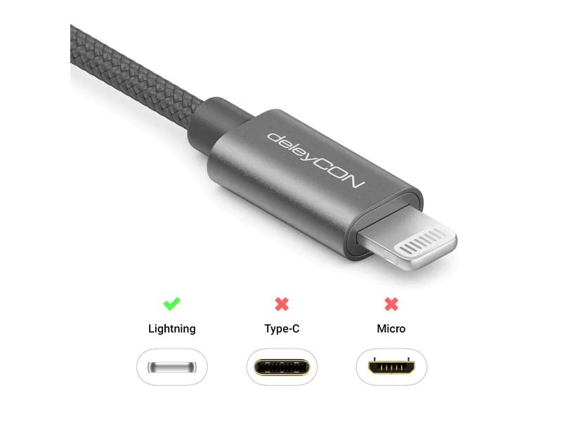 deleyCON USB 2.0-Kabel USB A - Lightning 0.5 m