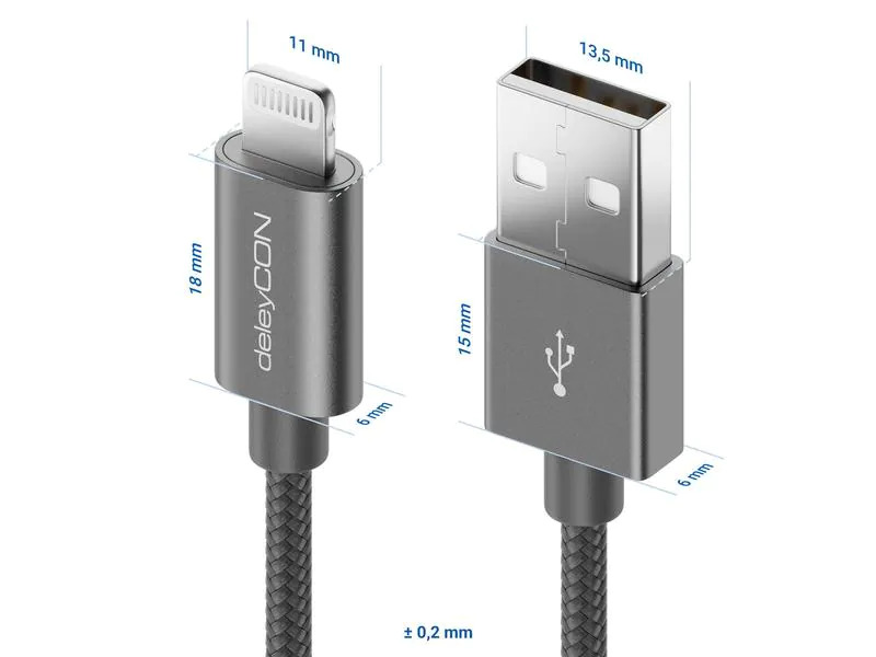 deleyCON USB 2.0-Kabel USB A - Lightning 0.5 m