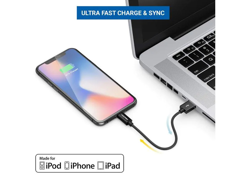 deleyCON USB 2.0-Kabel USB A - Lightning 1 m