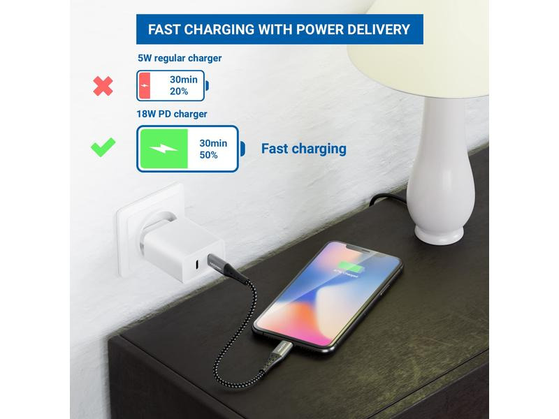 deleyCON USB 2.0-Kabel USB C - Lightning 0.15 m