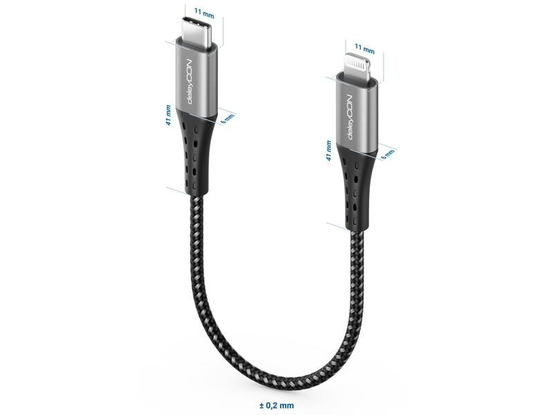 deleyCON USB 2.0-Kabel USB C - Lightning 0.15 m