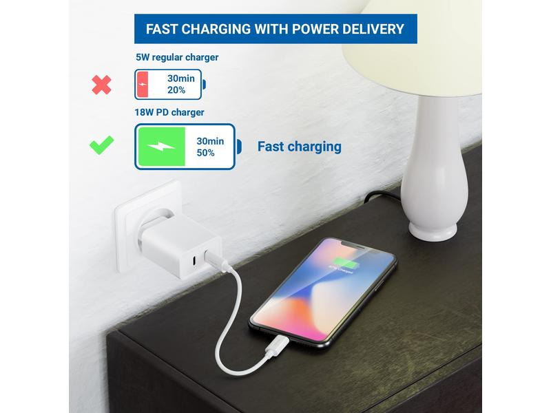 deleyCON USB 2.0-Kabel USB C - Lightning 0.15 m