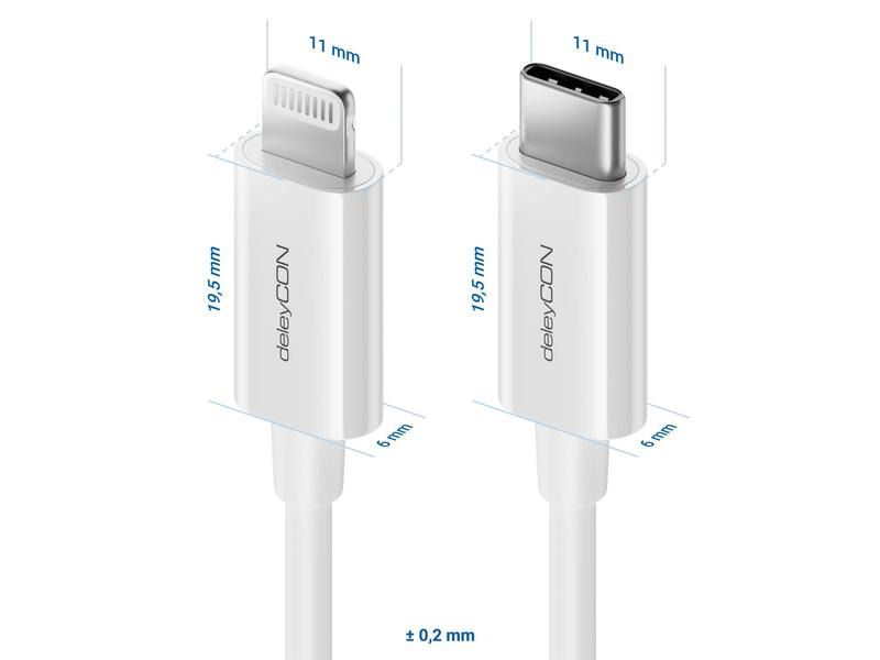 deleyCON USB 2.0-Kabel USB C - Lightning 0.15 m