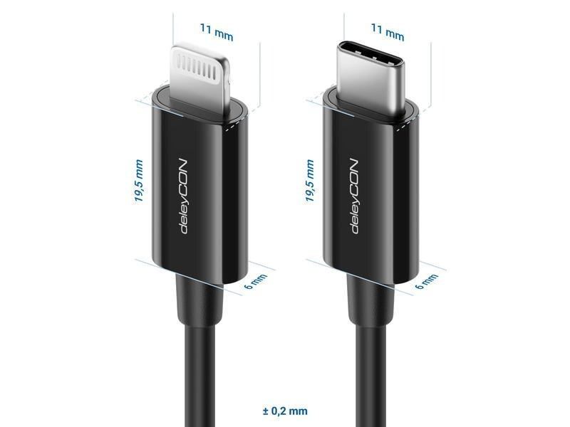 deleyCON USB 2.0-Kabel USB C - Lightning 0.15 m