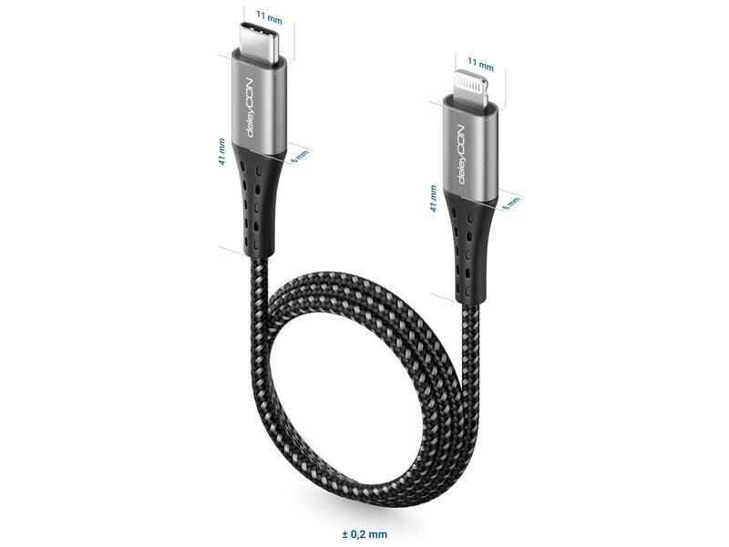 deleyCON USB 2.0-Kabel USB C - Lightning 2 m