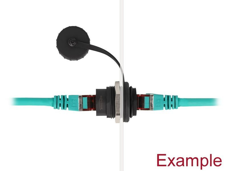 Delock RJ45 Cat.6A Einbaubuchse mit Staubschutzkappe, 1 Stück