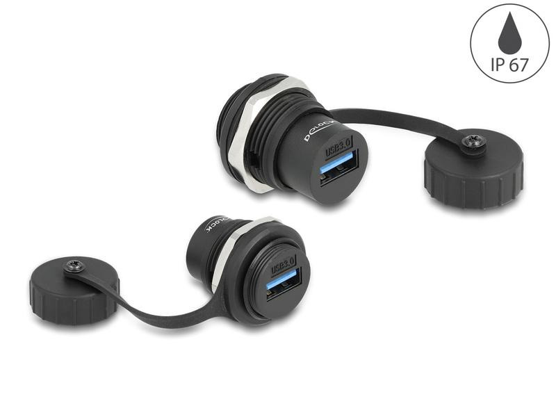Delock USB 3.2 Gen 1 Typ-A Einbaubuchse IP67 staub- &amp; wasserdicht