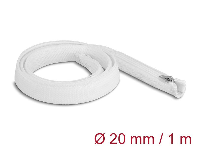 Delock Geflechtschlauch mit Reissverschluss 1 m x 20 mm Weiss