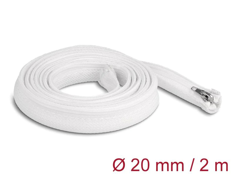 Delock Geflechtschlauch mit Reissverschluss 2 m x 20 mm Weiss