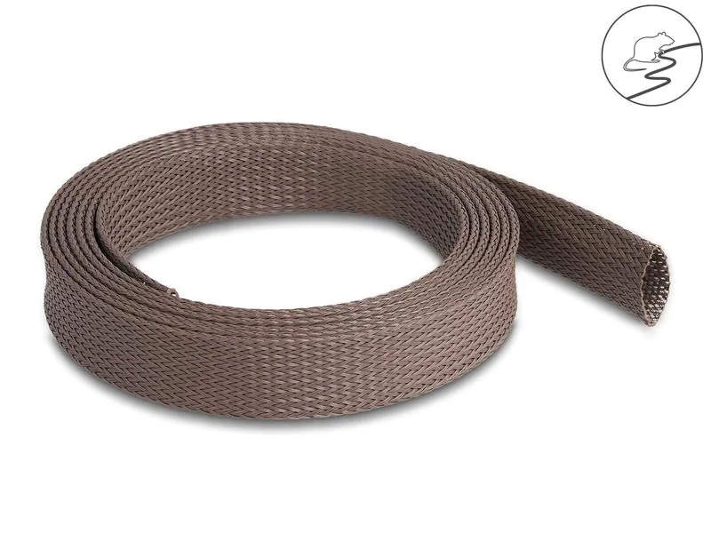 Delock Geflechtschlauch nagerfest, 2 m x 25 mm Braun