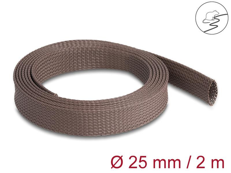 Delock Geflechtschlauch nagerfest, 2 m x 25 mm Braun