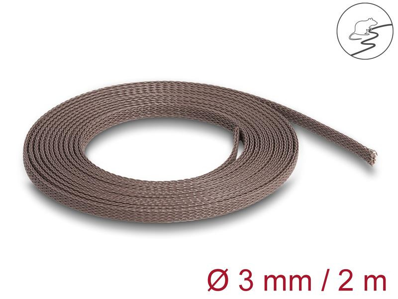 Delock Geflechtschlauch nagerfest, 2 m x 3 mm Braun