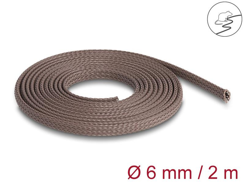 Delock Geflechtschlauch nagerfest, 2 m x 6 mm Braun