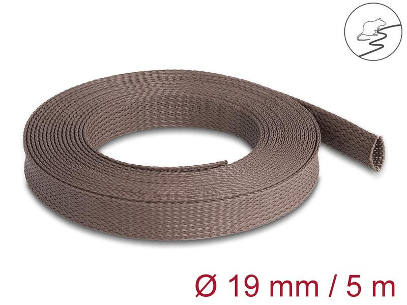 Delock Geflechtschlauch nagerfest, 5 m x 19 mm Braun