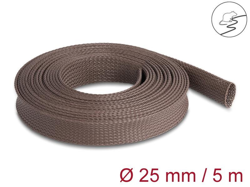 Delock Geflechtschlauch nagerfest, 5 m x 25 mm Braun