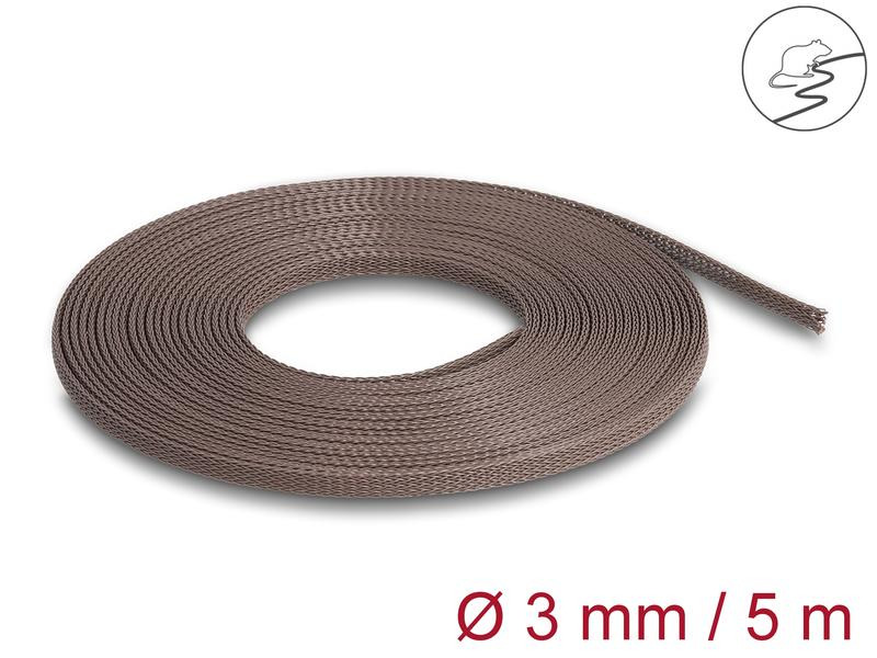 Delock Geflechtschlauch nagerfest, 5 m x 3 mm Braun