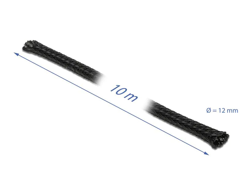 Delock Kabelschlauch 10mx12mm, dehnbar Schwarz
