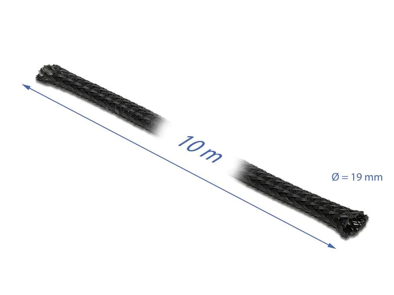 Delock Kabelschlauch 10mx19mm, dehnbar Schwarz