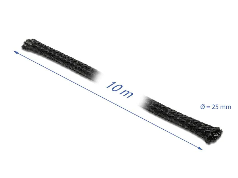 Delock Kabelschlauch 10mx25mm, dehnbar Schwarz