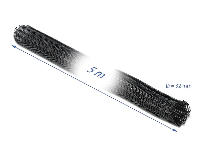 Delock Kabelschlauch 5mx32mm, mit Klettverschluss Schwarz