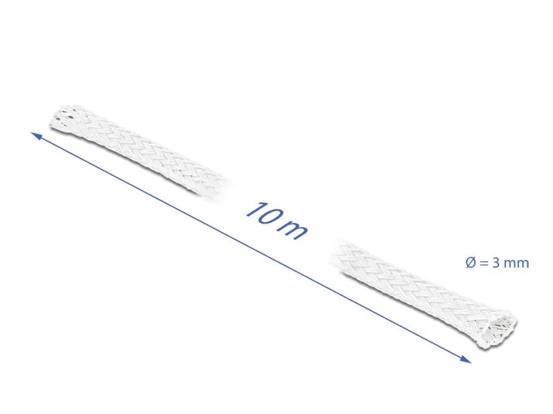 Delock Kabelschlauch dehnbar, 10m x 3 mm Weiss