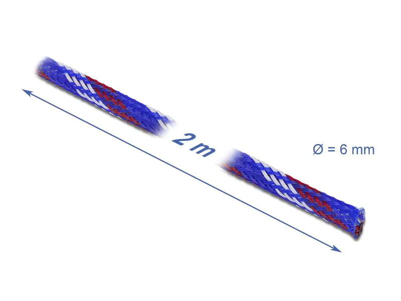 Delock Kabelschlauch dehnbar, 2 m x 6 mm Blau Rot Weiss