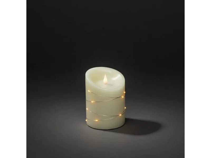 Konstsmide LED-Kerze Echtwachskerze, 10 cm x 14 cm, Cremeweiss