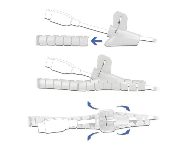 Delock Spiroschlauch mit Einziehwerkzeug, 2.5 m x 30 mm Weiss