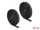 Delock Klettband 15m x 25mm Strapazierfähig Schwarz