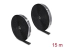 Delock Klettband 15m x 25mm Strapazierfähig und selbstklebend