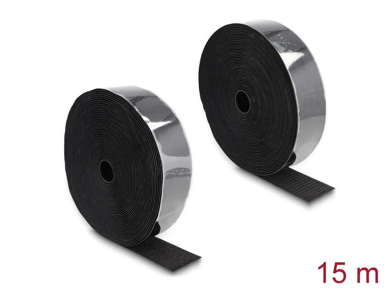 Delock Klettband 15m x 50mm Strapazierfähig und selbstklebend