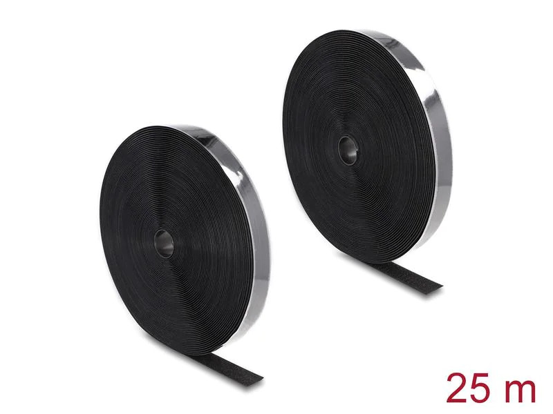 Delock Klettband 25m x 25mm Strapazierfähig und selbstklebend