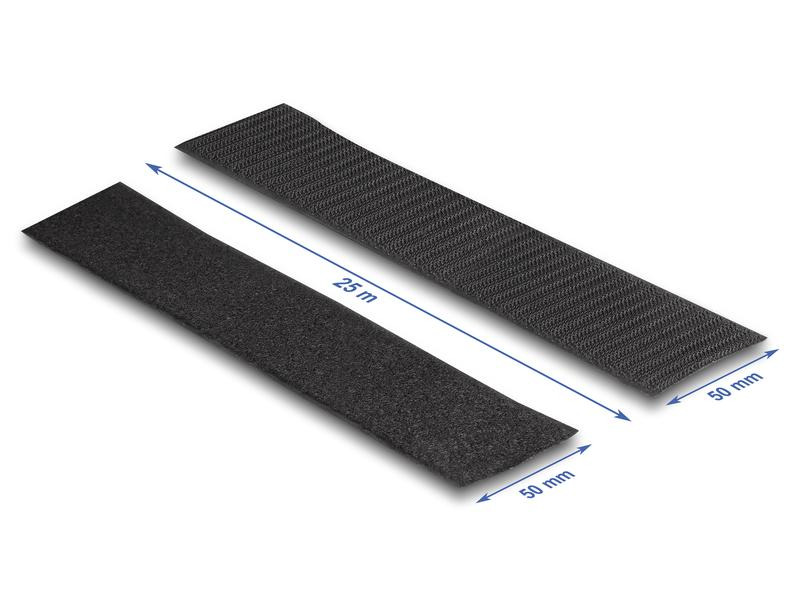 Delock Klettband 25m x 50mm Strapazierfähig und selbstklebend