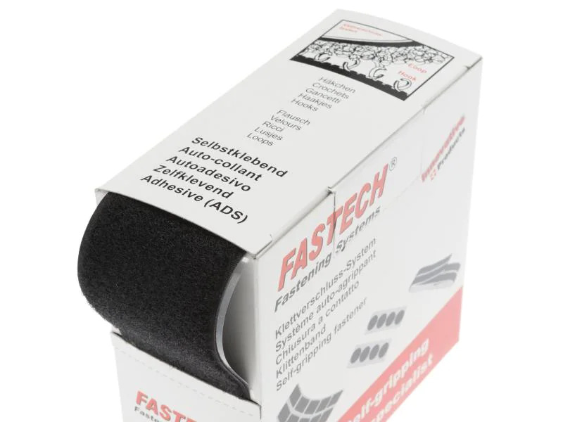 FASTECH Flauschseite Box 50 mm x 5 m selbstklebend, Schwarz