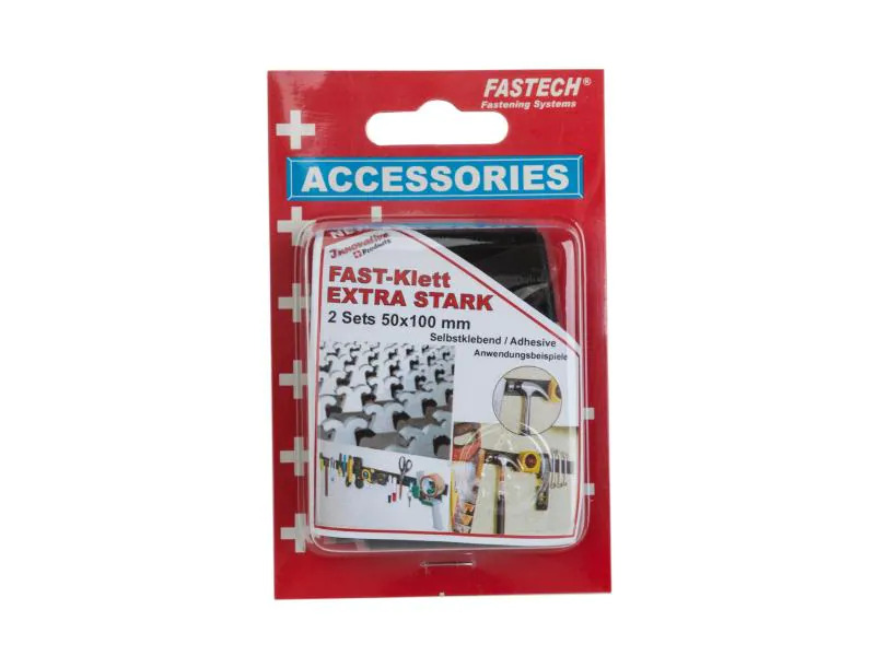 FASTECH Klettband 50 x 100 mm selbstklebend Schwarz, 2 Paare