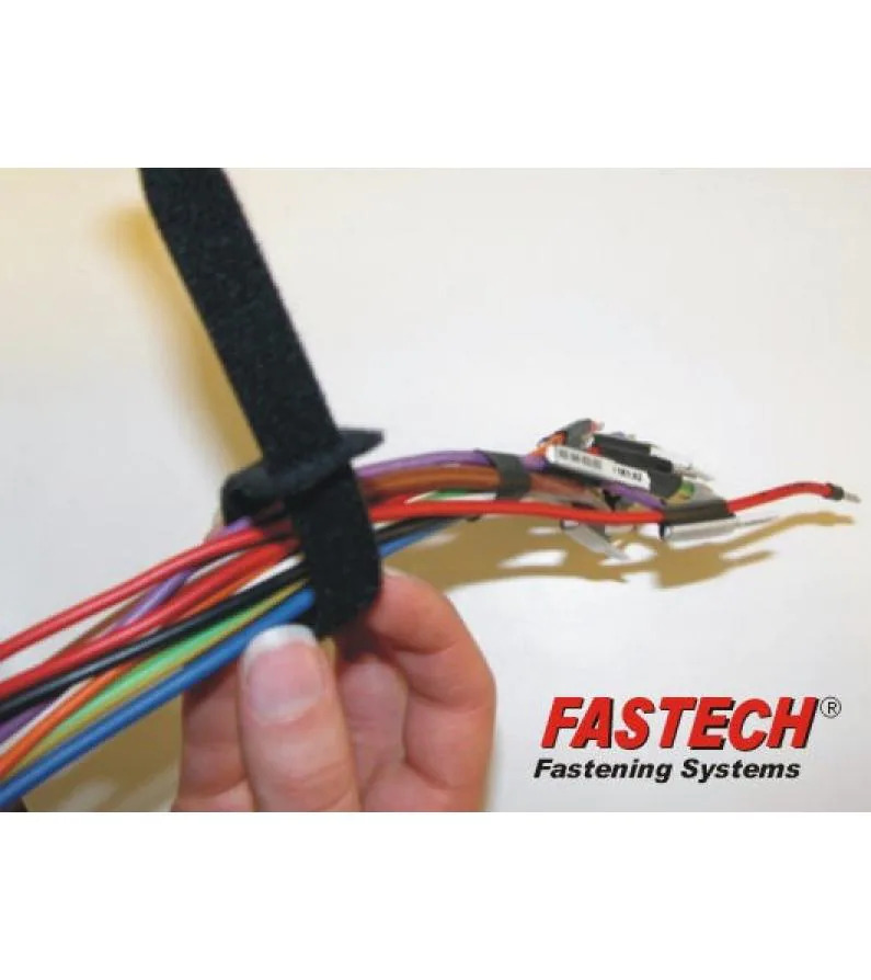 FASTECH Klettkabelbinder ETK-1-2 13 x 200 mm Schwarz, 10 Stück