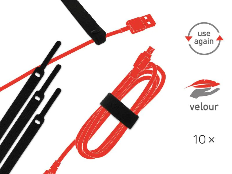 Label-the-cable Klettkabelbinder BASIC STRAPS 14 x 170 mm Schwarz, 10 Stück