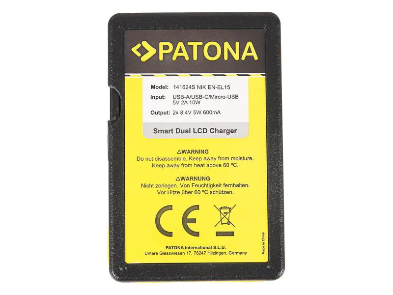 Patona Ladegerät Smart Dual LCD USB Nikon EN-EL15