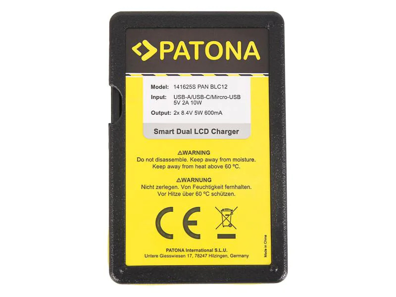 Patona Ladegerät Smart Dual LCD USB Panasonic DMW-BLC12PP