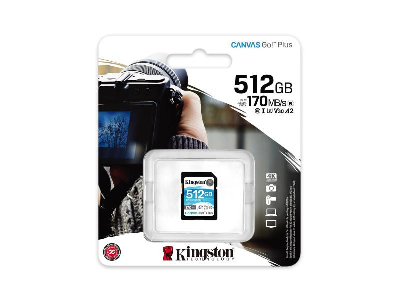 Kingston SDXC-Karte Canvas Go! Plus UHS-I U3 V30 512 GB