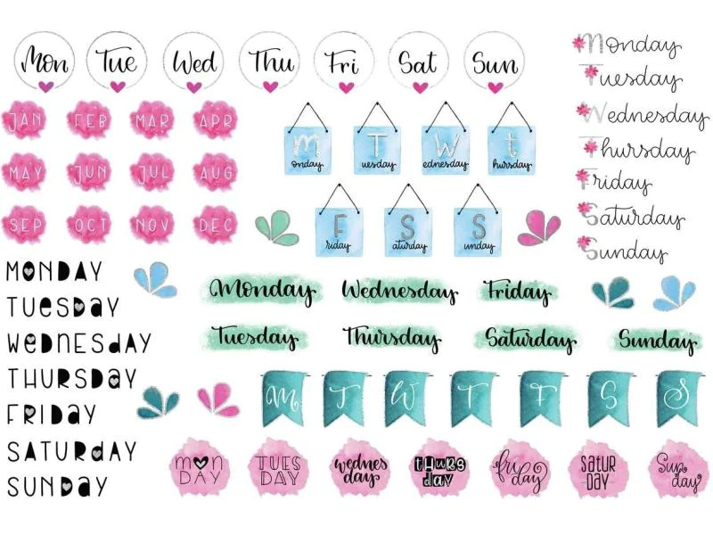 Avery Zweckform Motivsticker A5 Lettering Tage, Monate