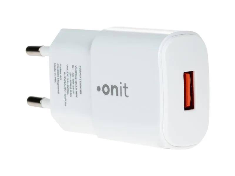 onit USB-Wandladegerät QC3.0 18 W Weiss