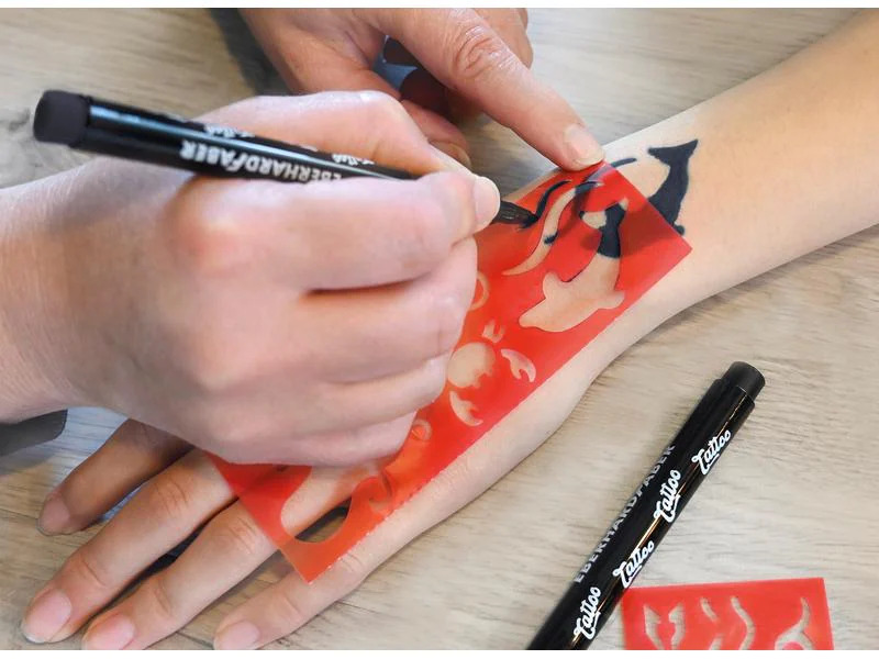 Eberhard Faber Tattoostift inkl. Schablonen, 2 Stück