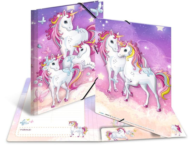 HERMA Gummibandmappe Einhorn A4, Mehrfarbig/Rosa