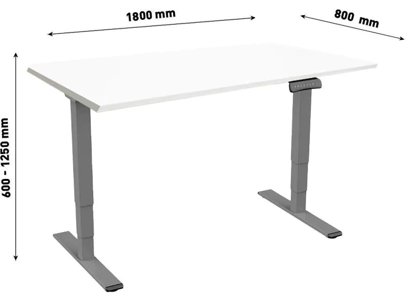 Contini Steh- &amp; Sitzgestell ET225E 1.8 x 0.8 m, Dunkelgrau/Weiss