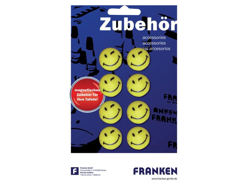 Franken Haftmagnet Happy Ø 20 mm, 8 Stück, Gelb