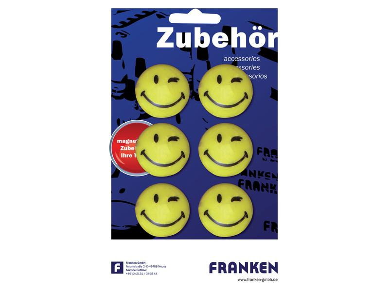 Franken Haftmagnet Happy Ø 30 mm, 6 Stück, Gelb